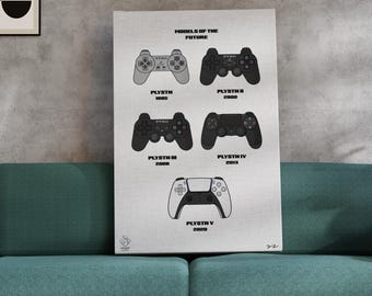 Evolutie muurkunst PS-controller | Gamekamerposter | Print videogamecontroller | Geeky gamerdecoratie | Digitale download