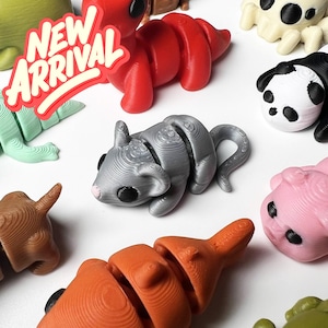 3D Printed Rat Articulating Mini Animals - Cute Posable Fidget Toys - Fun Gifts for All Ages - Animal Party Favors - Sensory Toy