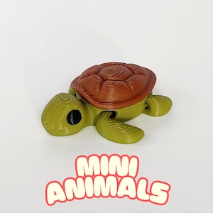 3D Printed Turtle Articulating Mini Animals - Cute Posable Fidget Toys - Fun Gifts for All Ages - Animal Party Favors - Sensory Toy