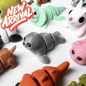 3D Printed Seal Articulating Mini Animals - Cute Posable Fidget Toys - Fun Gifts for All Ages - Animal Party Favors - Sensory Toy