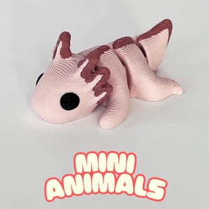 3D Printed Axolotl Articulating Mini Animals - Cute Posable Fidget Toys - Fun Gifts for All Ages - Animal Party Favors - Sensory Toy