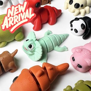 3D Printed Teal Lizard Articulating Mini Animals - Cute Posable Fidget Toys - Fun Gifts for All Ages - Animal Party Favors - Sensory Toy