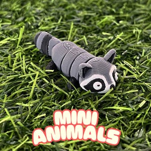 3Dプリントされたアライグマの関節式ミニ動物 - かわいい可動式フィジェットトイ - あらゆる年齢層に楽しいギフト - 動物のパーティーの記念品 - 感覚玩具