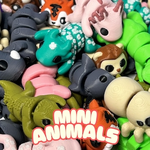3D Printed Articulating Mini Animals - Cute Posable Fidget Toys - Fun Gifts for All Ages - Animal Party Favors - Sensory Toy