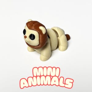 3D Printed Lion Fidget Toy - Cute Posable Articulating Mini Animals - Wiener Dog Gift for Dog Lovers - Animal Party Favors - Sensory Toy