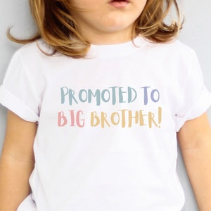 Promoted To Big Brother Pregnancy Announcement T-Shirt Baby Pregnancy Reveal To New Dad Surprise Announcement Shirt For Big Brother Gift