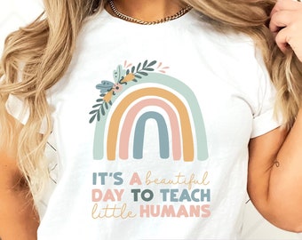 Rainbow Teacher Shirt Gift For Teacher Daycare Teacher Gift Matching T-Shirt Rainbow Kindergarten Teacher Preschool Shirt Back to School Tee