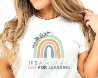 Gift For Teacher Appreciation Rainbow Classroom Theme Teacher Shirt Daycare Teacher Gift for Primary School Teacher Back to School Team Tee