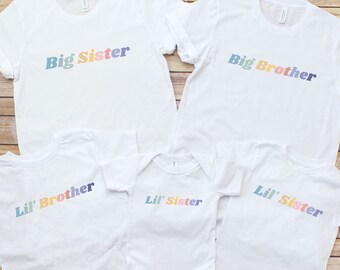 Camisetas a juego para revelar el embarazo, camisetas para anunciar el embarazo, camisetas para hermanos, camisetas para hermano mayor, hermana mayor, anuncio sorpresa, hermanito/hermana pequeña