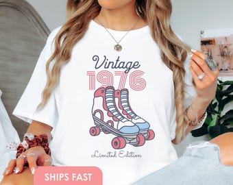 Camiseta de 50 cumpleaños, camiseta de 1976, regalo para amiga, camiseta de 50 cumpleaños para mujer, regalo de cumpleaños, regalo de 50 cumpleaños, regalo para ella al cumplir cincuenta años.
