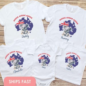 Australie Chemises de jour assorties T-shirt de voyage en Australie Chemise de famille koalas Carte de l'Australie Camping Australie Aussie Outback Australie T-shirts enfant