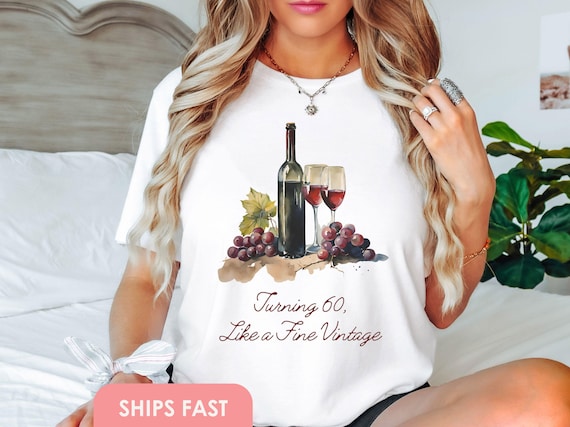 60th Birthday Shirt 1966 Gift Women 60th Birthday T-Shirt Wine Lover Gift Friends Birthday Milestone Turning 60 Gift For Wife Vintage Wine