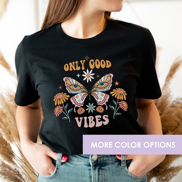 Mental Health Shirt, Positive Vibes Shirt, Retro T-shirt, Vintage Tee, Best Friend Gift, Gift for Women, Inspirational, Butterfly Shirt