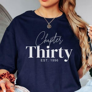 Camiseta de cumpleaños número 30 para mujer, camiseta de 1996, camiseta de cumpleaños número 30 para mujer, regalo de cumpleaños número 30 para amiga que cumple treinta, regalo para amantes de los libros. Navy
