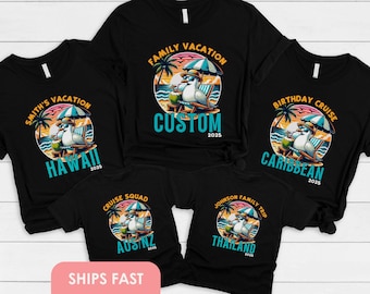 Custom Family Vacation Cruise Shirt Birthday Family Trip Matching Shirts Vacation Shirts for Family Summer Holiday Ship Trip 2025 T-Shirts