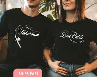 Couple Shirt Fisherman Shirt Gift For Husband T-Shirt His and Hers Bride and Groom Shirt Couples Matching T-shirt Fishing Lover Anniversary