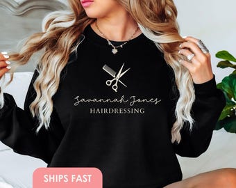 Custom Hairdresser Sweatshirt Name Personalized Hairdresser Gift Barber Sweatshirt Hairdresser Logo Wedding Hairdresser Apprentice Barber