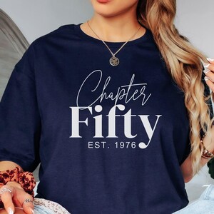 50th Birthday Gift for Women 1976 TShirt 50th Birthday Shirt Book Lovers Birthday Gift For Friend Turning Fifty Gift For Mom 50th Gift Tee Navy