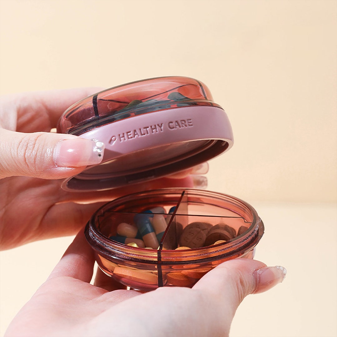 Doubledeck Pill Box, Pill Box for Purse, Daily Pill Box, Sealed Pill