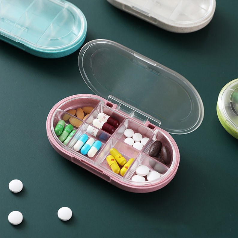 Cute Pill Organizer, 8 Grids Pill Box, Pill Box for Travel, Portable