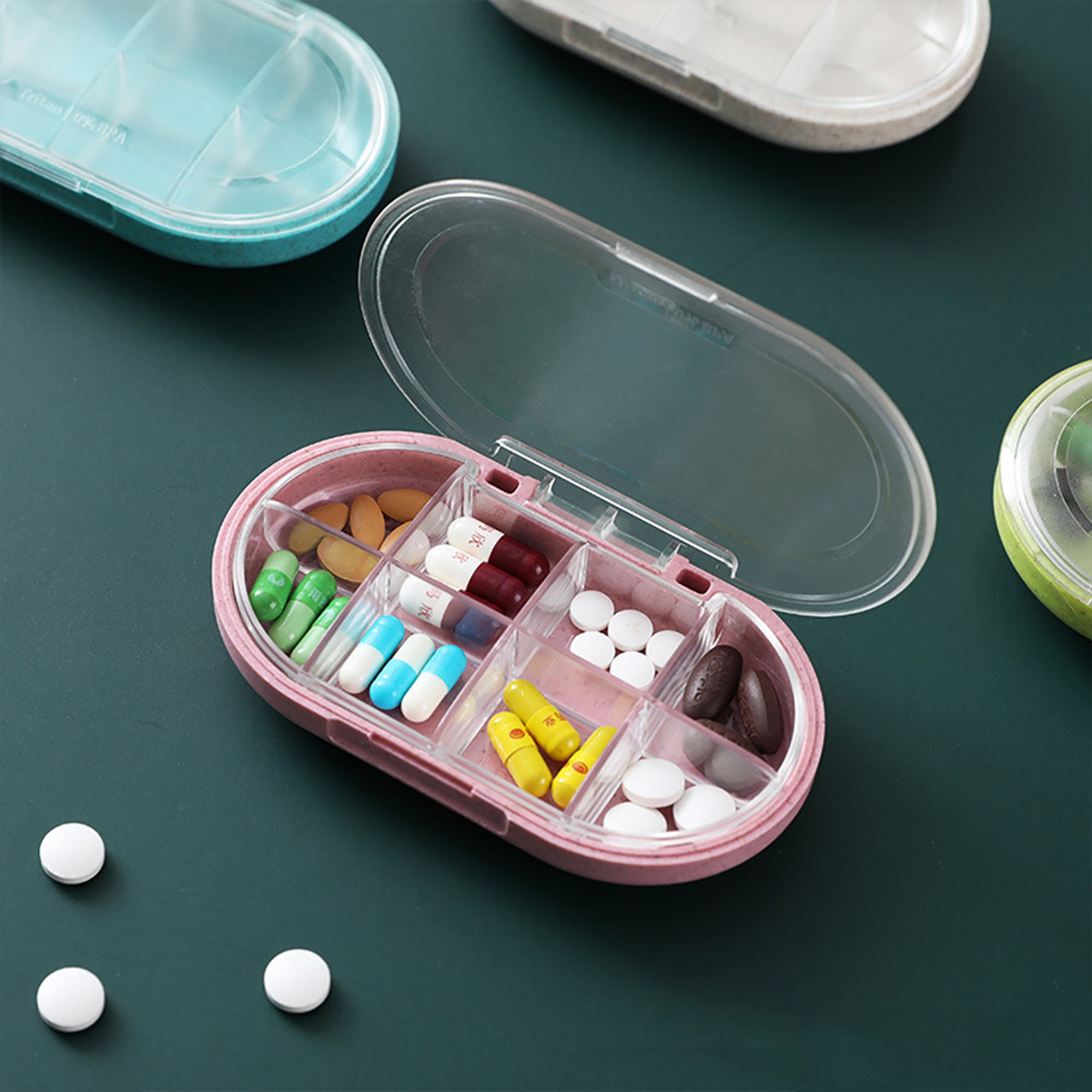 Cute Pill Organizer, 8 Grids Pill Box, Pill Box for