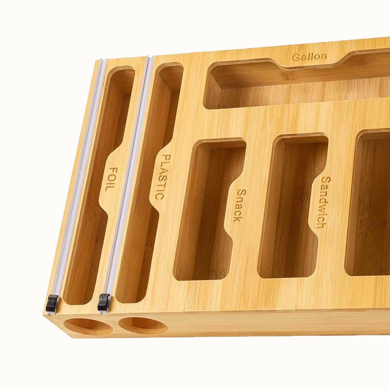 Bamboo Wrap Organizer Wrap Dispenser With Slide Cutter Etsy