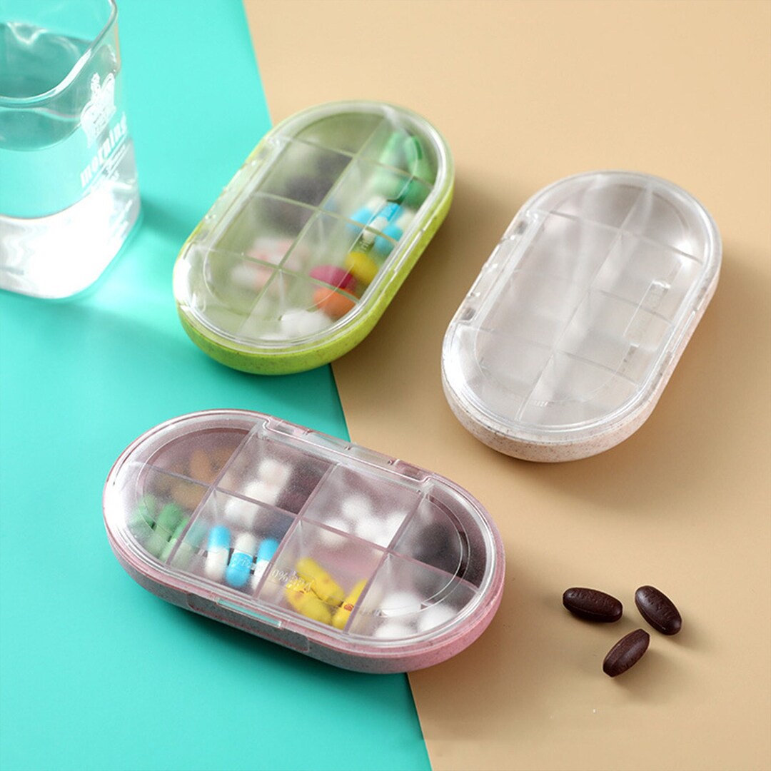 Cute Pill Organizer, 8 Grids Pill Box, Pill Box for Travel, Portable