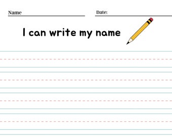 Name Writing Practice Paper, Primary Writing, Homeschool, Childcare/Daycare Template, Handwriting
