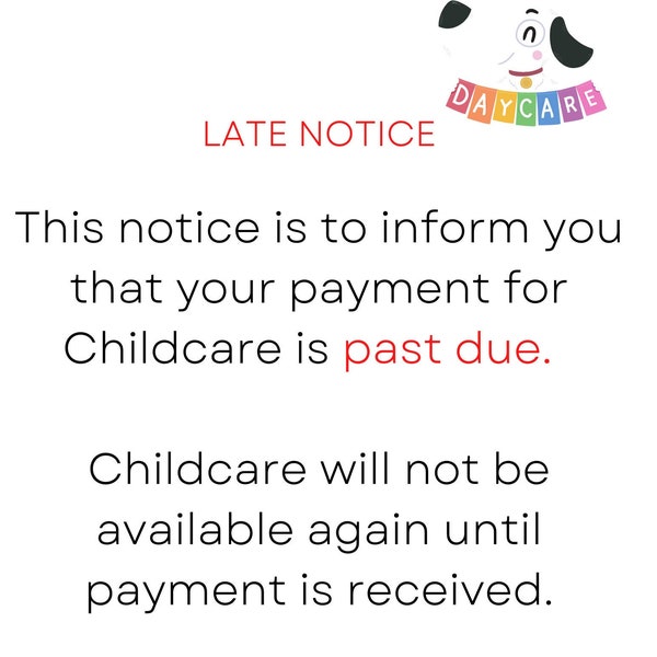 Daycare Late Pick up Notice Etsy
