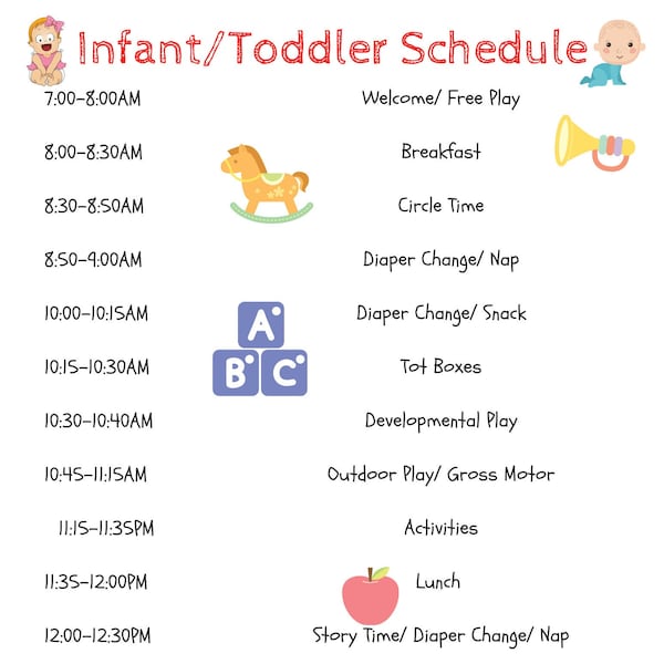 Editable Daily Daycare Schedule, Home Daycare/ Childcare Form/ Infant/Toddler Childcare