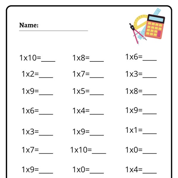 Multiplication Worksheet Etsy