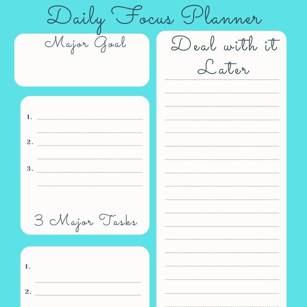 Daily Focus Planner, To Do List, Planner, Printable Planner, Template
