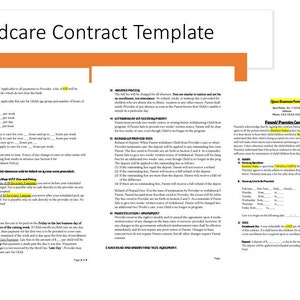 Daycare Contract Childcare Contract Daycare Template Childcare