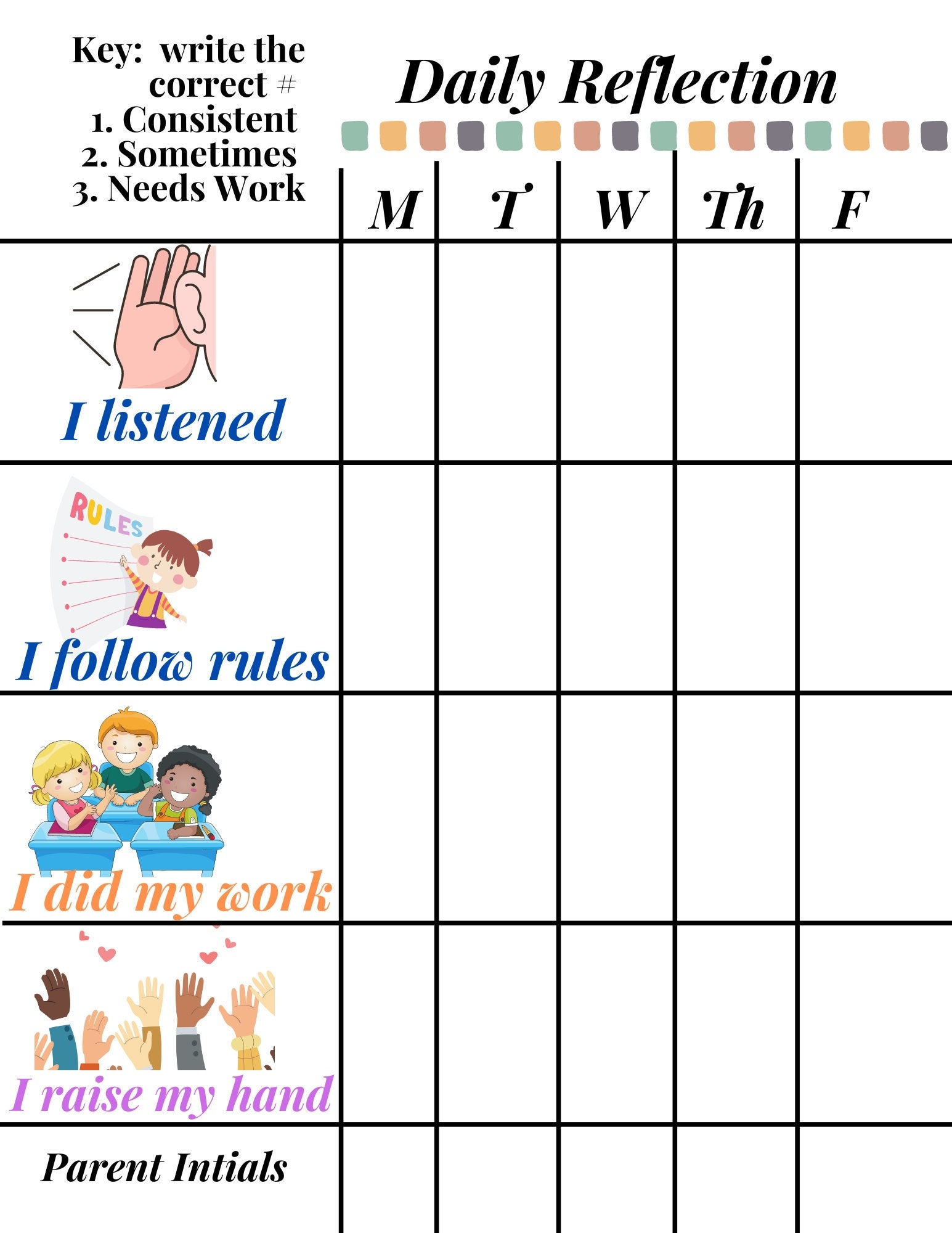 Daily Folder Reflection Template, How Was Your Day, Behavior Chart - Etsy