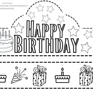 Corona de feliz cumpleaños, corona imprimible, corona de papel, guardería, corona de la escuela, sombrero de feliz cumpleaños, artesanía