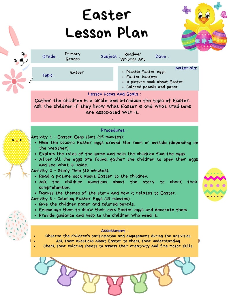 Easter Lesson Plan, Primary Grades Lesson, Easter Stations / Classroom