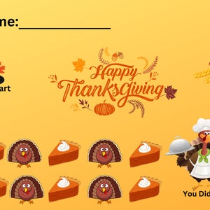 Thanksgiving Sticker Behavior Chart, Childcare, Daycare, Elementary, Take Home Folder, Toddler