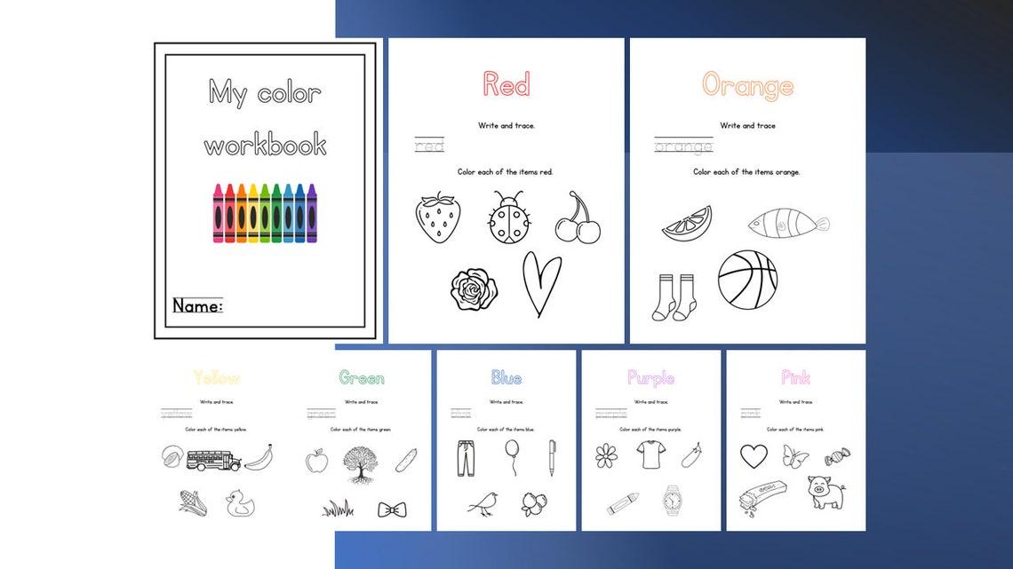Color Worksheet Learning School Worksheet Printable - Etsy