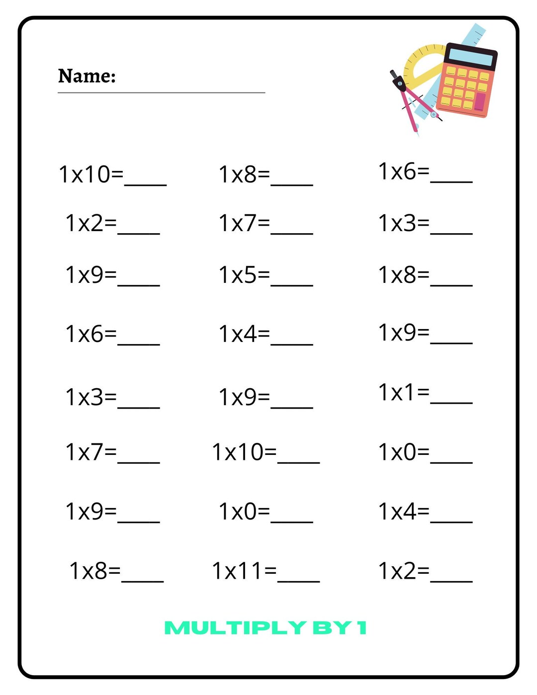 Multiplication Worksheets 112 , Multiply Pages, 12 Math Pages