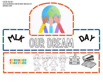 Martin Luther King Hat, Printable Hat, Printable Kids Craft, Kids Headband, Daycare/ School Worksheet