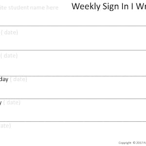 Pre K Weekly Sign In Paper, Progress Monitoring, Name writing, Preschool, Kindergarten, Elementary, Name Practice