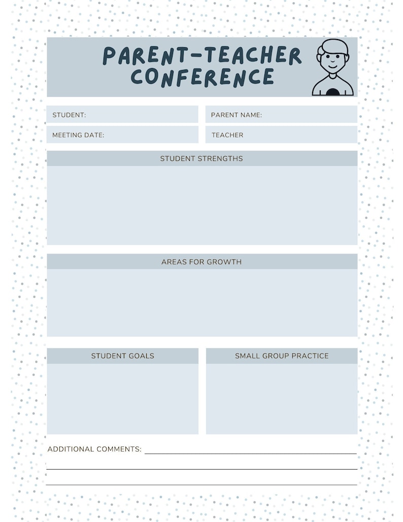 Parent Teacher Conference Form, Teacher Conference, Student Goals ...