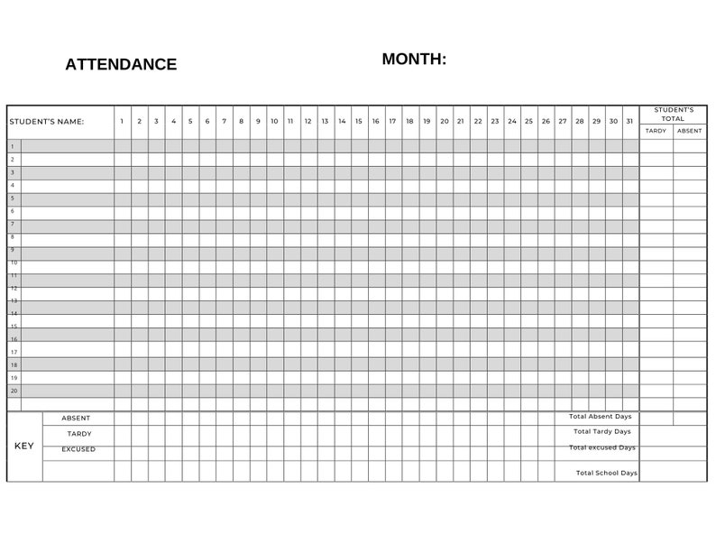 Attendance Chart Class Chart Class Attendance Daycare Childcare