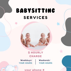 Editable Flyer Child care Flyer Template, baby sitting, playtime theme, Daycare Poster, Play Center, babysitting