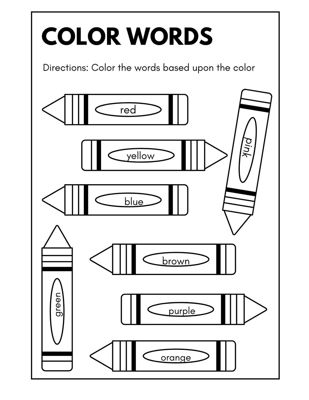 Color Words, Identify Color Words, Color Worksheet, Preschool Colors