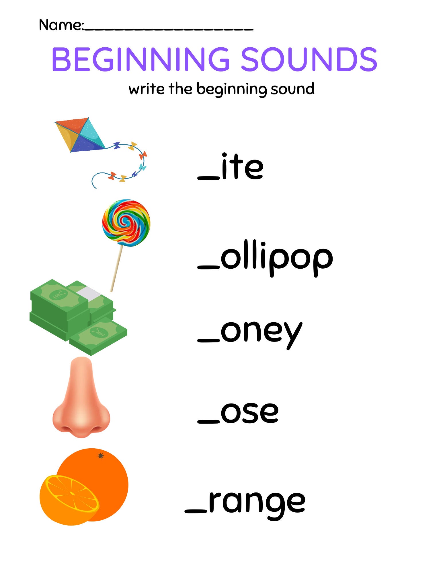 Beginning Sounds Worksheets, AZ Sounds, Kindergarten, Preschool