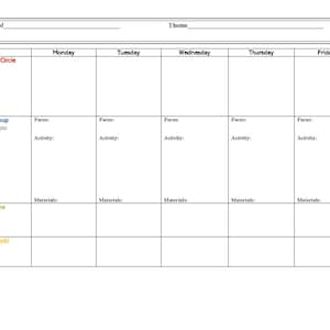 Daycare Lesson Plan, Childcare Template, Blank Template Childcare, Daily Lesson Plan, Schedule Childcare