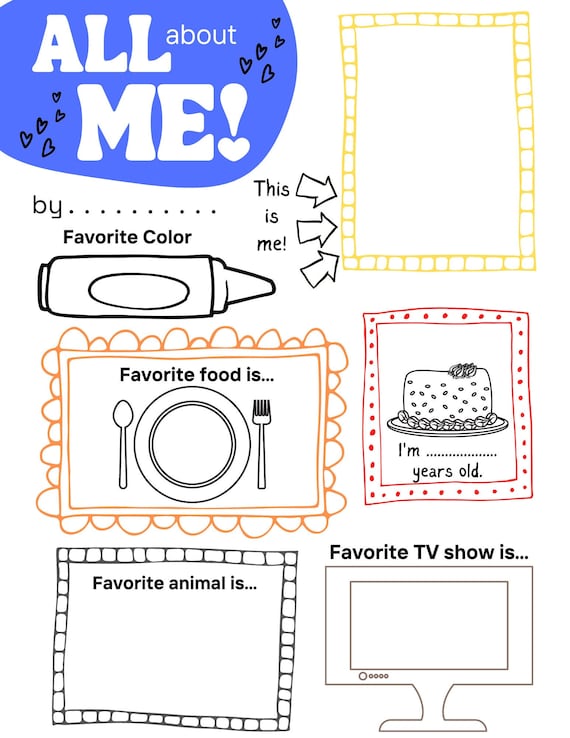 School Printable Printable Page All About Me Kindergarten - Etsy