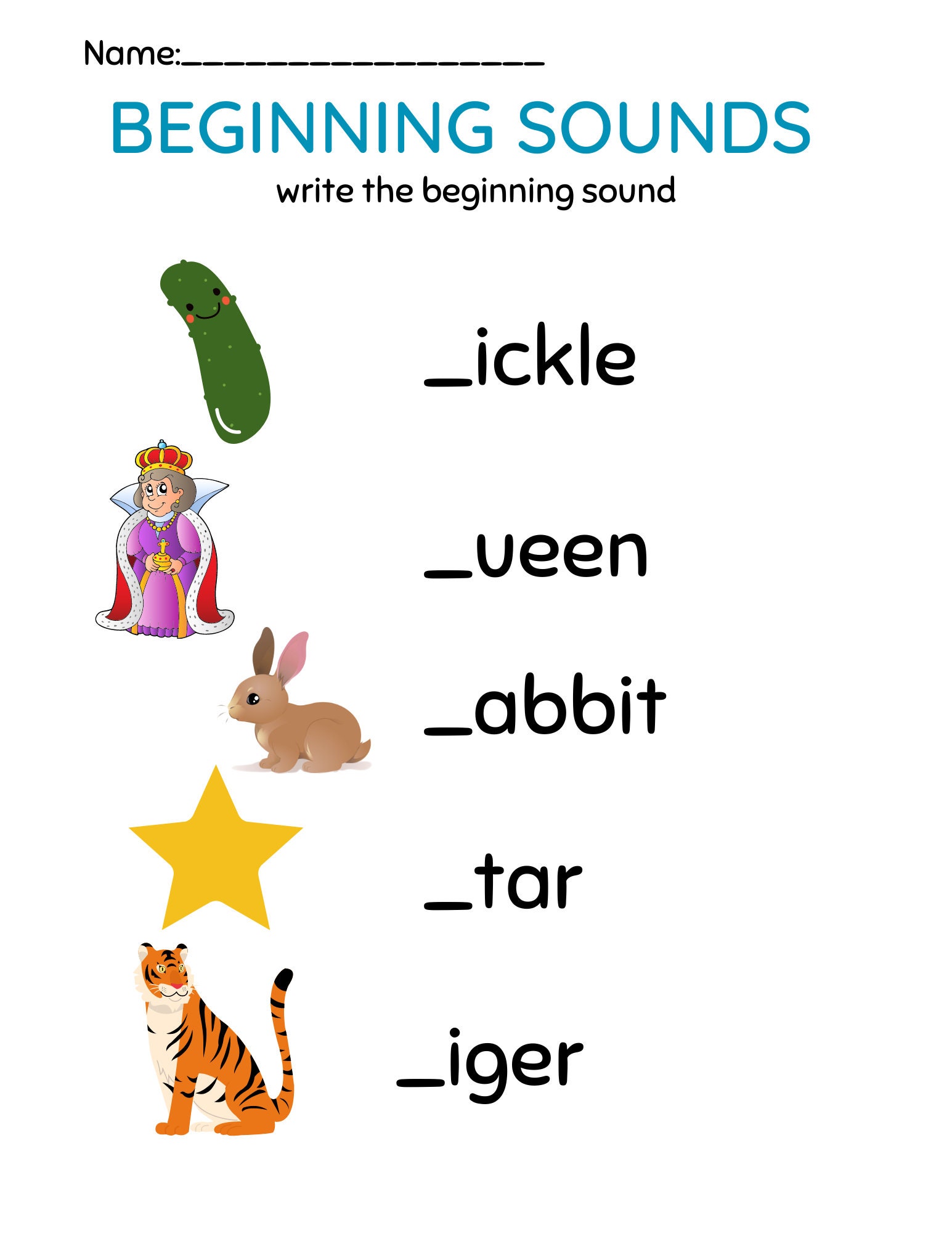 Beginning Sounds Worksheets, AZ Sounds, Kindergarten, Preschool