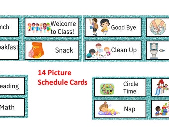 14 Schedule Cards for Classroom, Daycare Picture Schedule, Primary Chart, Homeschool Schedule